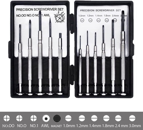 11 PCS Mini Screwdriver Set, Small Flathead and Phillips Screwdrivers for Glasses, Watch, Phone, and Computer Repair