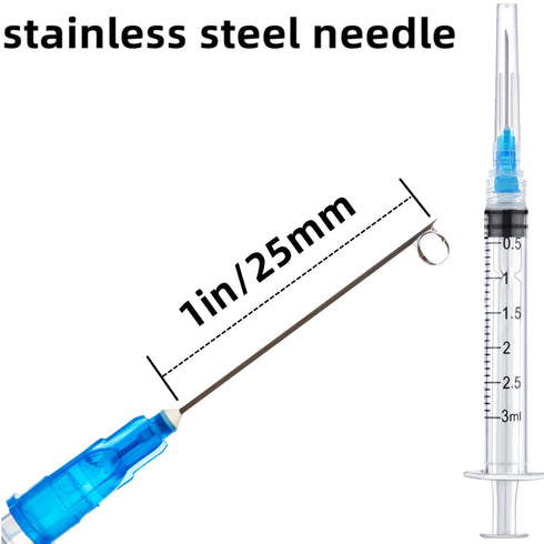 100 Pack 3ml 23Ga Plastic Syringe with Measurement for Scientific Labs, Industrial Dispensing, Disposable Individually