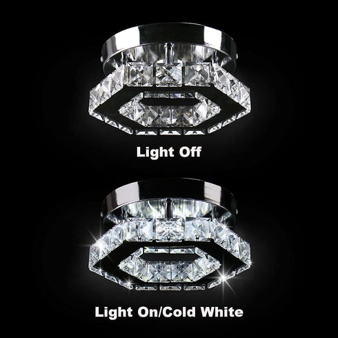 Mini Chandelier Crystal LED Ceiling Light Fixture Modern Pendant Lamp Semi Flush Mount Crystal Ceiling Lighting
