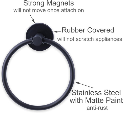 LEVOSHUA Magnetic Towel Ring Hand Towel Holder Towel Rack Towel Hook Hanger for Refrigerator, Kitchen Stove, Oven