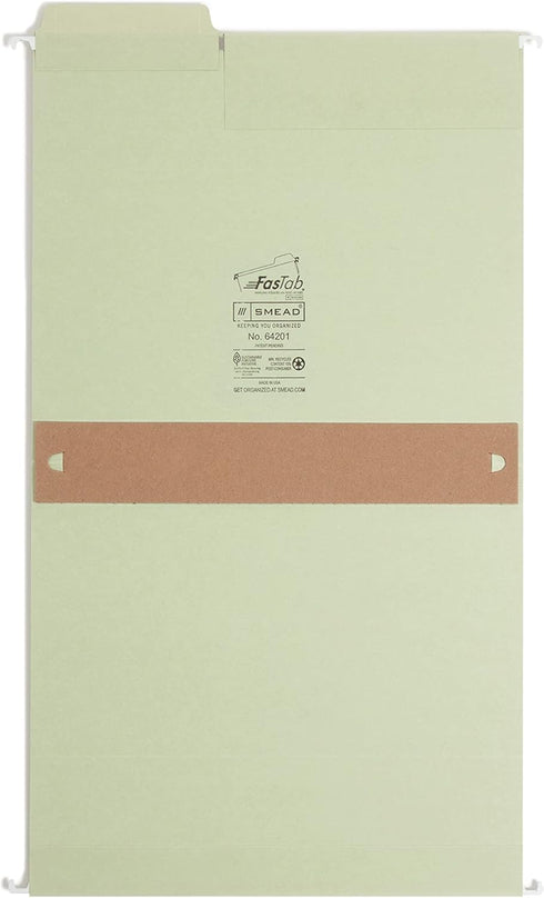 Smead FasTab Hanging Box Bottom File Folder, 2” Expansion, Letter Size, Moss, 20 per Box (64201)