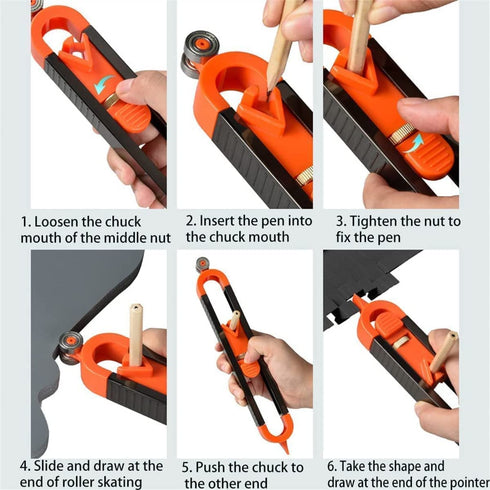 Contour Gauge Scribe Tool, Baowox Precise Profile Gauge Tool with Lock for Pencil Woodworking Edge Measuring