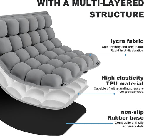 UsLikeDiy 3D Tailbone Grey Travel Seat Cushion Portable Inflatable Air Cell Seat Cushion for Long Flights, Car, Office