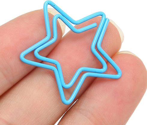 Star Paper Clips, 100pcs Blue Star Paper Clips, Cute Bookmarks for Office School Paper Files Organizing