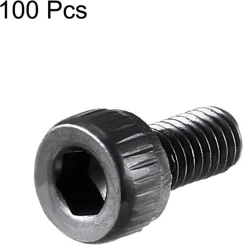 uxcell M3 x 6mm Alloy Steel Hex Bolt Socket Head Cap Screws Black, 100 Pcs