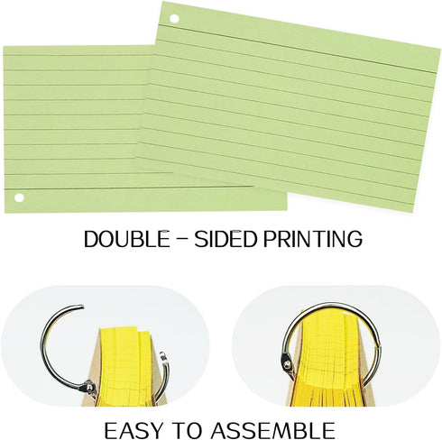 ANSTEEP 500PCS 3x5 Inches (3x5(800)) Colored Index Cards, Flash Cards with Ring
