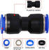 Straight Push Connectors, 12 X 4mm to 4mm Quick Release Pneumatic Connectors for Air Line Fittings (5/32, 2 Way)