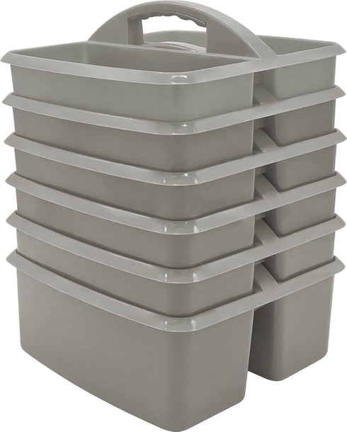 Teacher Created Resources Gray Portable Plastic Storage Caddy - 6-Pack for Classrooms, Kids Room, Office Organization