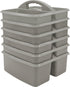 Teacher Created Resources Gray Portable Plastic Storage Caddy - 6-Pack for Classrooms, Kids Room, Office Organization