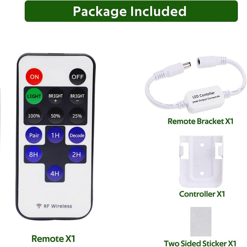 AIBOO Dimmer 12V Dimmable 3528 5050 Updated Mini Remote Control for Single Color LED Strip Lights, RF for DC LED
