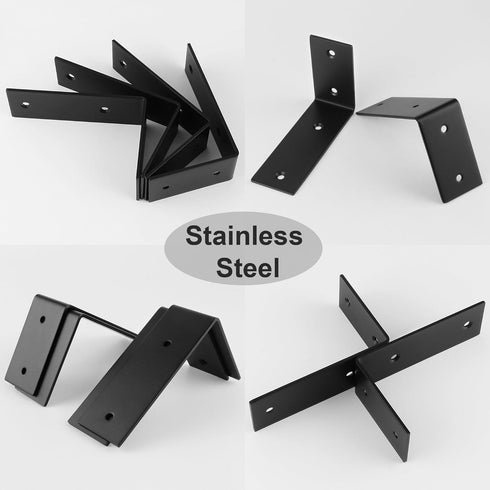 5x3.4 Inch, Pack 4 Alise Floating Shelf Brackets Heavy Duty L-Shaped Wall Brackets - Black Angle Corner Braces