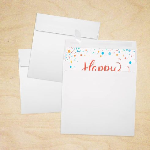 LUXPaper Square Invitation Envelopes - Peel & Press, 6" x 6", White, 100% Recycled, 80lb. Text, 50 Qty