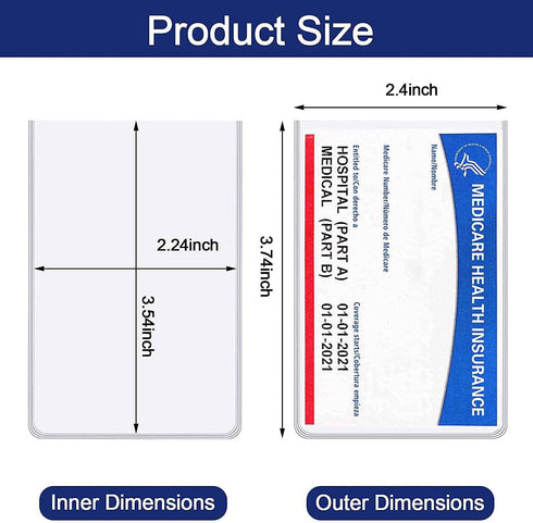 New Medicare Card Holder Protector Sleeves - 12Mil Clear PVC Soft Water Resistant Sleeves (Matte 6 Pack)
