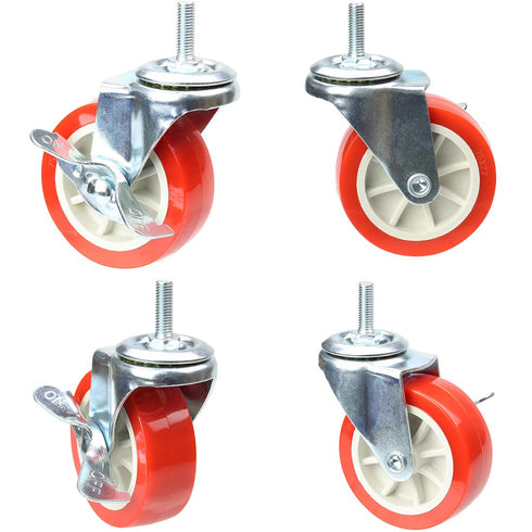 Heavy Duty Caster Wheels, Threaded Stem Casters, No Noise Swivel Locking Castor Wheels for Furniture