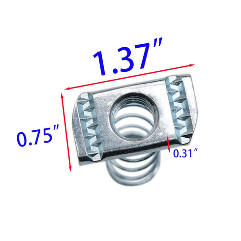 Strut Channel Nuts, 1/2-13 Spring Nuts with Zinc Electroplate Finish, 10 Pack for Strut Channel