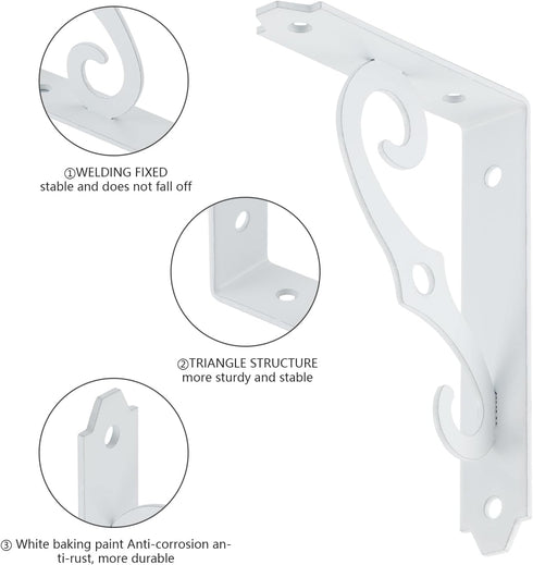 HOME MASTER HARDWARE 5x3-1/2 4 Decorative Shelf Brackets in Wall Mounted Floating Shelf Bracket L Heavy Duty Support