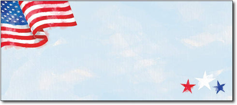 Painted American Flag Decorative Mailing Envelopes - #10 Business Letter Size - 80 Patriotic Envelopes