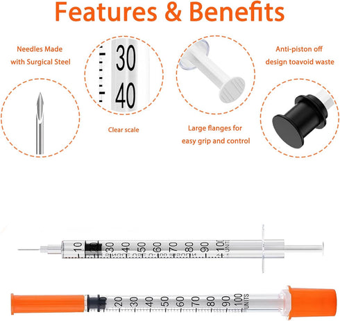 1ML 31G 5/16" 100PACK (1CC 31G 5/16"-100PACK) Syringe with Needle, Individually Wrapped Lab Supplies