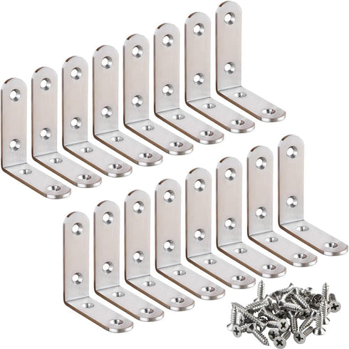 16Pcs L Bracket Corner Brace 2.5 x 2.5 Inch Stainless Steel Corner