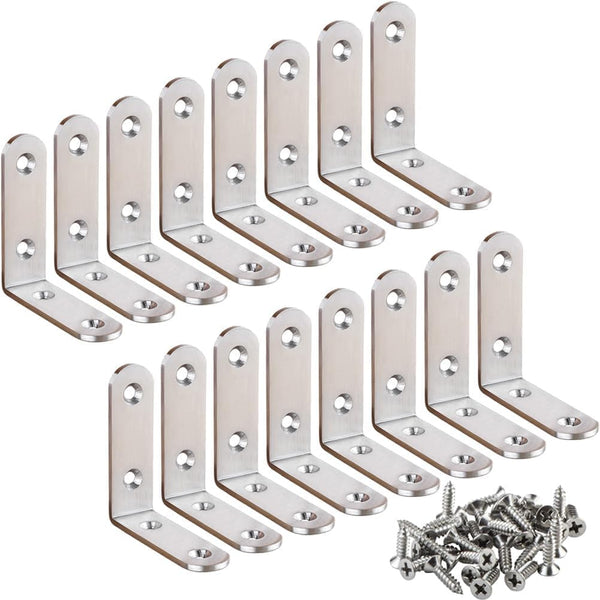 16Pcs L Bracket Corner Brace 2.5 x 2.5 Inch Stainless Steel Corner