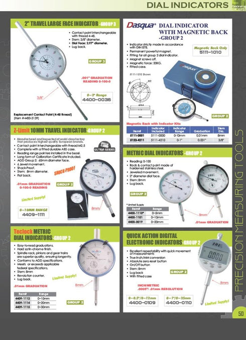 Pro Series by HHIP Dial Indicator, 4400-0001, .001" Graduation, 0-100 Reading, 0-1"