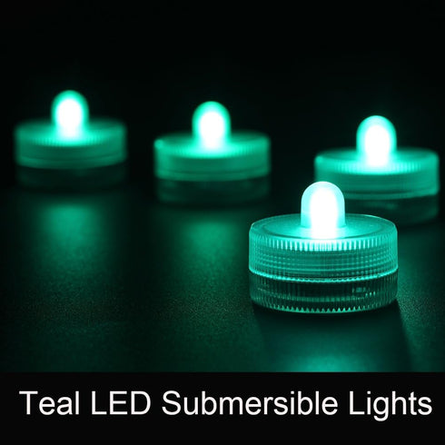 Halloween Lights Submersible LED Lights cr2032 Battery Powered Underwater Waterproof LED Tea Light for Events Wedding Centerpieces Vase Floral Xmas Holidays Home Decor Lighting(Pack of 12) (Teal) by KITOSUN