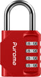 Puroma 1 Pack 4 Digit Combination Lock, Outdoor Waterproof Padlock for School and Gym Lockers, Red