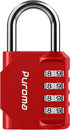 Puroma 1 Pack 4 Digit Combination Lock, Outdoor Waterproof Padlock for School and Gym Lockers, Red