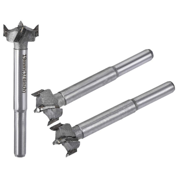 uxcell Forstner Wood Boring Drill Bits, 17mm 18mm 19mm Dia. Carbide Alloy Steel Tip Cutting Tool Set