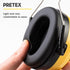 PRETEX Yellow Ear Defenders - Adjustable Over-Ear Muffs with SNR 34dB Noise Cancellation for Work or Home Protection.