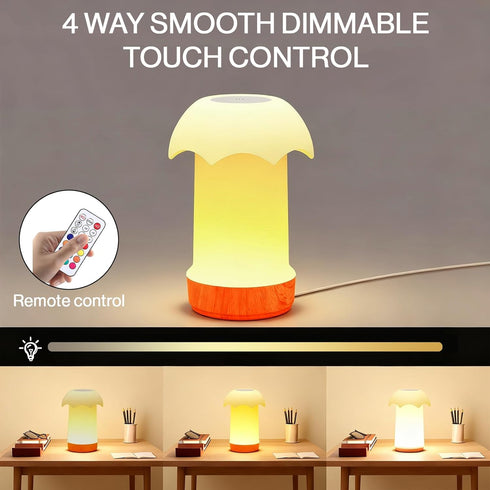 Dimmable 4 13 Night Light, Touch Lamp for Bedroom - Portable Table Bedside Lamp with Brightness Levels & RGB Colors