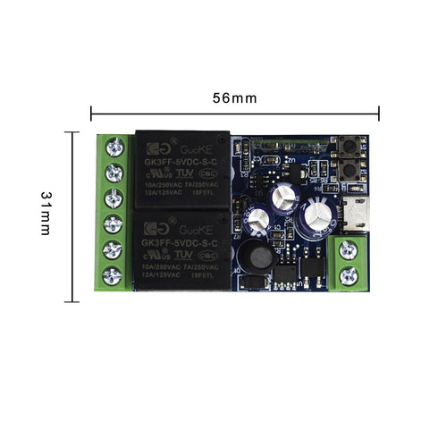 5v/12v/24v/48v 2 Ewelink WiFi Wireless Smart Relay Module USB DC Channel Switch for Garage Door, Rolling Shutter Door