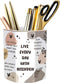 WAVEYU Cute Ceramic Pen Holder, Makeup Brush Organizer for School, Office, Teens, Girls, Boys