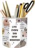 WAVEYU Cute Ceramic Pen Holder, Makeup Brush Organizer for School, Office, Teens, Girls, Boys