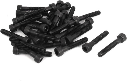 uxcell M5 x 30mm Alloy Steel Hex Socket Head Cap Screws - 30 Pcs Black