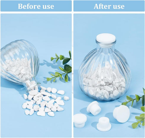 GORGECRAFT 20PCS White Rubber Bottle Stopper, Reusable Replacement Silicone Plug for 15mm to 20mm Bottles