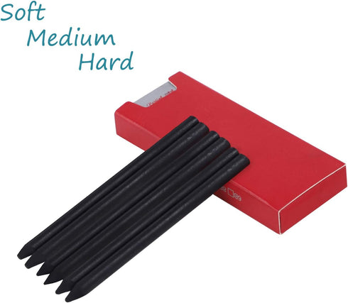 BXT 5.6MM Lead Refills for Metal Automatic Mechanical Graphite Pencil, 6pcs Charcoal Refills for Art Sketching