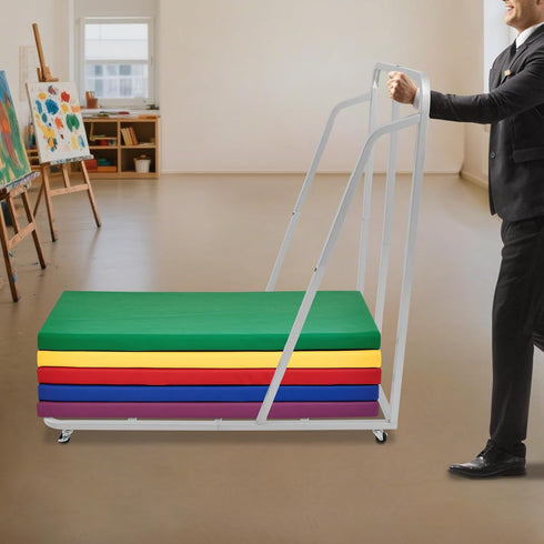 5 360 Rest Mat Trolley Storage Cart, Teaching Rolling Cart for Sleeping Mats, Mobile Nap Mats & Soft Play Equipment