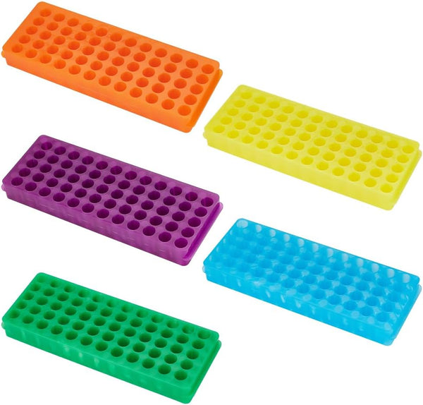 OLYCRAFT 5PCS Assorted Colors Polypropylene Microcentrifuge Tube Rack, 60-Well Double Panel Holder for Chemistry