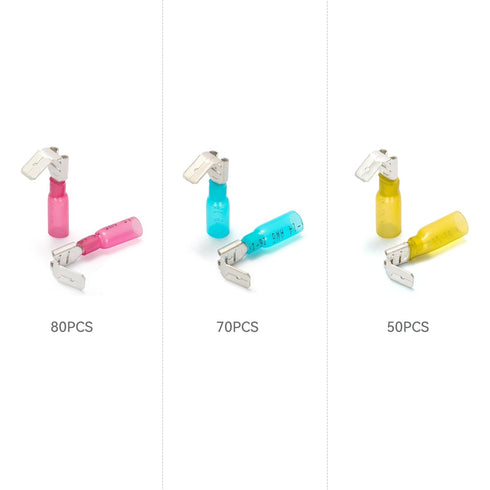 HKS 200PCS Piggyback Spade Connector Kit, Heat Shrink Electrical Quick Disconnect Wire Connectors