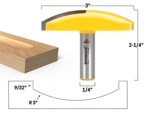 3-Inch 1/2-Inch 16185 YONICO Router Bits Horizontal Crown Radius Shank