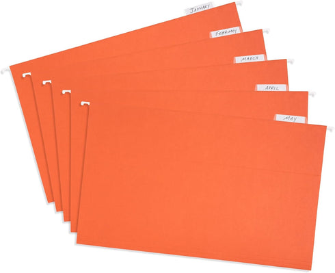 Blue Summit Hanging File Folders, Legal Size, Orange, 25 Pack for Organization