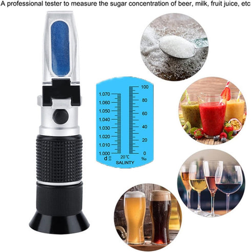 VGVGV Brix Refractometer, Handheld Alcohol Refractometer Sugar Brix Alcohol Alcoholometer Sugar Meter Refratometer