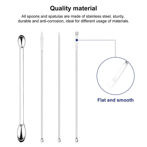 4 Pcs Lab Micro Spoon and Spatula Set, Stainless Steel Double-Ended Spatulas and Sampling Spoons