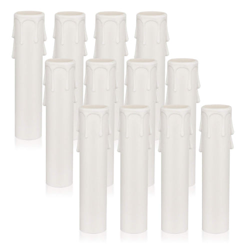 Helunsi 4 inch Chandelier Candle Sleeves, 12 Pack White Plastic Candle Light Socket