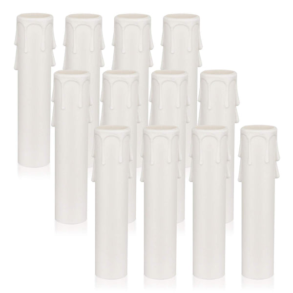 Helunsi 4 inch Chandelier Candle Sleeves, 12 Pack White Plastic Candle Light Socket