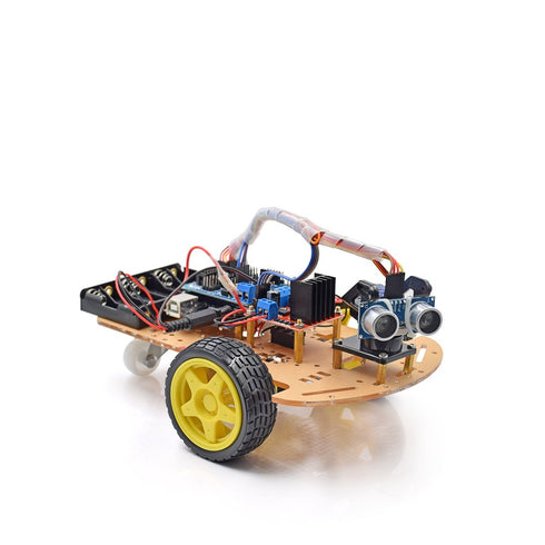 VKmaker R3 2WD Programming Smart Robot Car Chassis Kit with UNO Module - Educational DIY Toy, with Battery Box