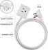 Cordinate Cube Extension Cord, 5 Ft, 3-Outlet Flat Plug Extension Cord, Cube Extension Cord with Multiple Outlets, 3 Prong Cube Extension Cord, 2 USB Ports Braided Extension Cord, Gray/White, 55355