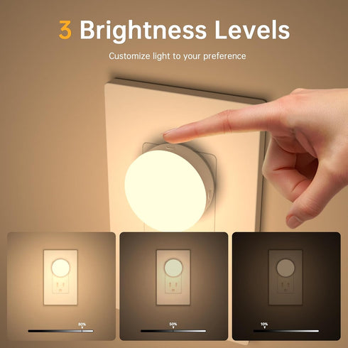 in12 Pack,Dim 3CCT, 3 Dimmable Night Lights Plug Night Light with Auto Dusk to Dawn Sensor, Brightness Levels, Night
