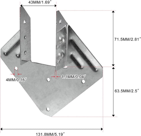 20 Pcs 18-Gauge Hurricane Tie, Heavy Duty Joist Hangers for Roofing Trusses Wood Timber Connectors